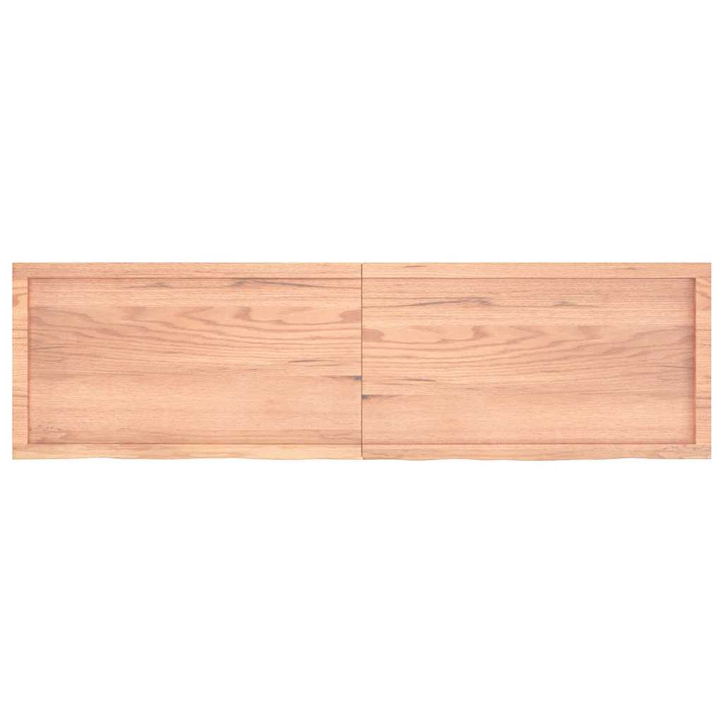 Ράφι Τοίχου Ανοιχτό Καφέ 180x50x(2-4)εκ. Επεξ. Μασίφ Ξύλο Δρυός