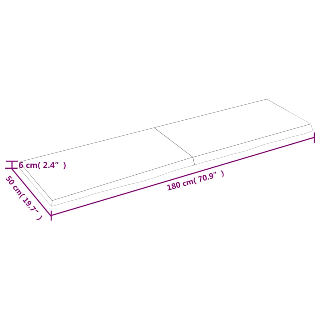Ράφι Τοίχου Ανοιχτό Καφέ 180x50x(2-6)εκ. Επεξ. Μασίφ Ξύλο Δρυός