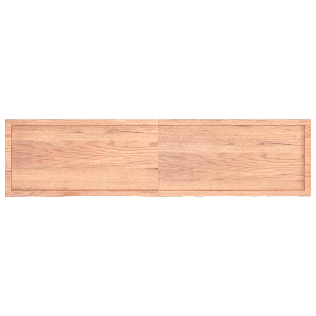 Ράφι Τοίχου Ανοιχτό Καφέ 200x50x(2-6)εκ. Επεξ. Μασίφ Ξύλο Δρυός