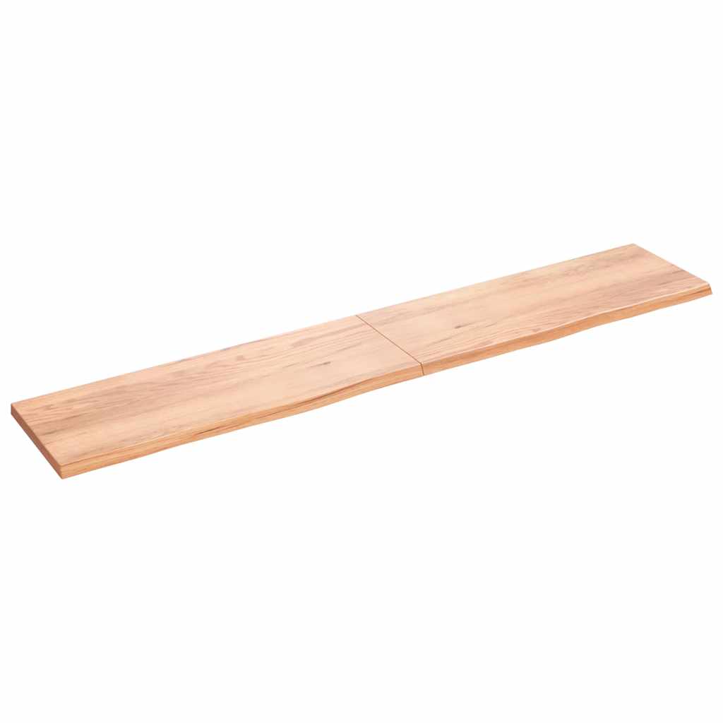 Ράφι Τοίχου Ανοιχτό Καφέ 220x40x(2-4)εκ. Επεξ. Μασίφ Ξύλο Δρυός