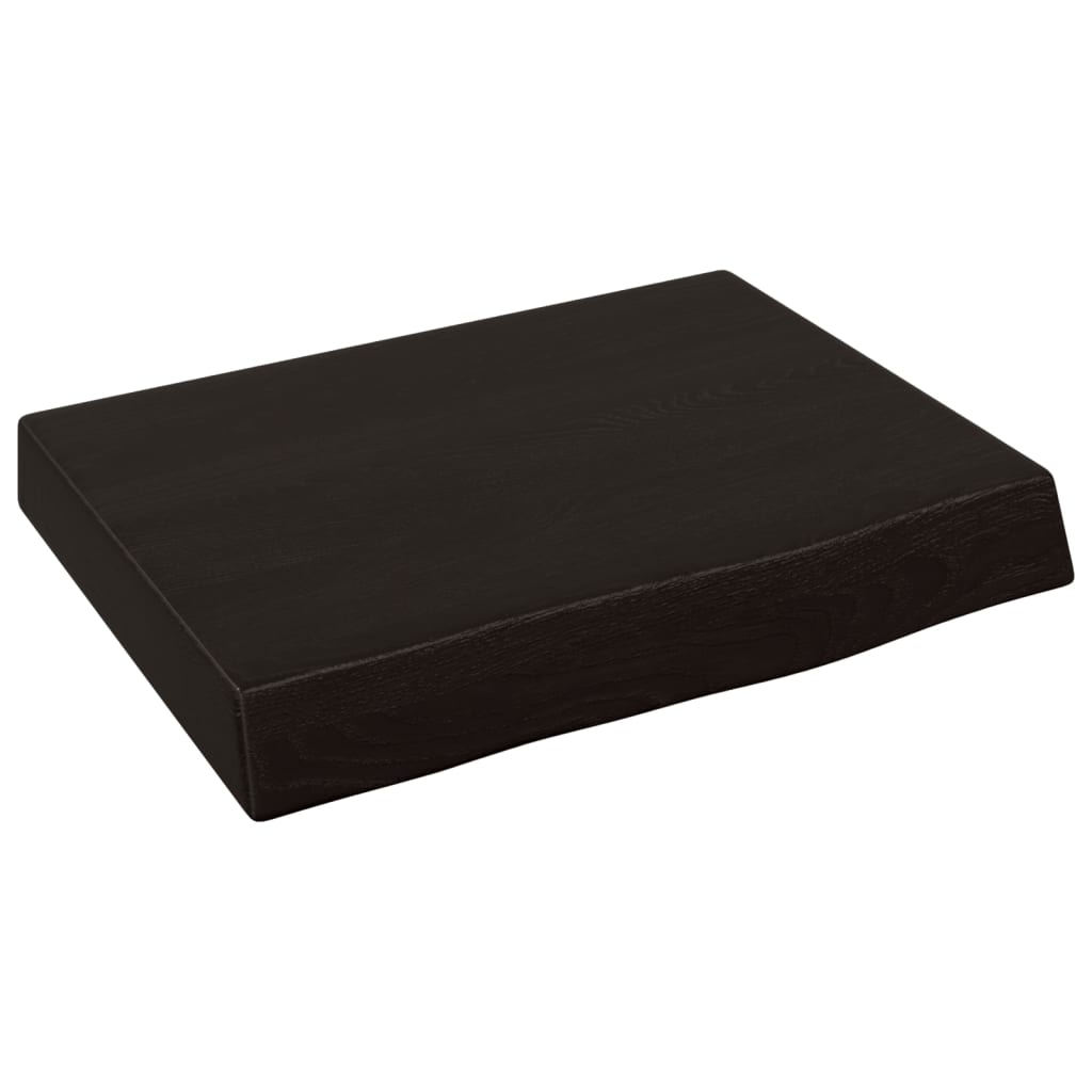 Ράφι Τοίχου Σκούρο Καφέ 40x30x(2-6) εκ. Επεξ. Μασίφ Ξύλο Δρυός