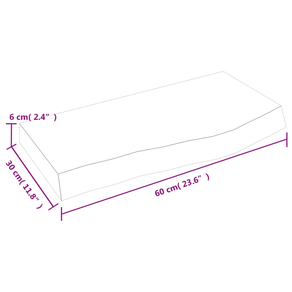 Ράφι Τοίχου Σκούρο Καφέ 60x30x(2-6) εκ. Επεξ. Μασίφ Ξύλο Δρυός
