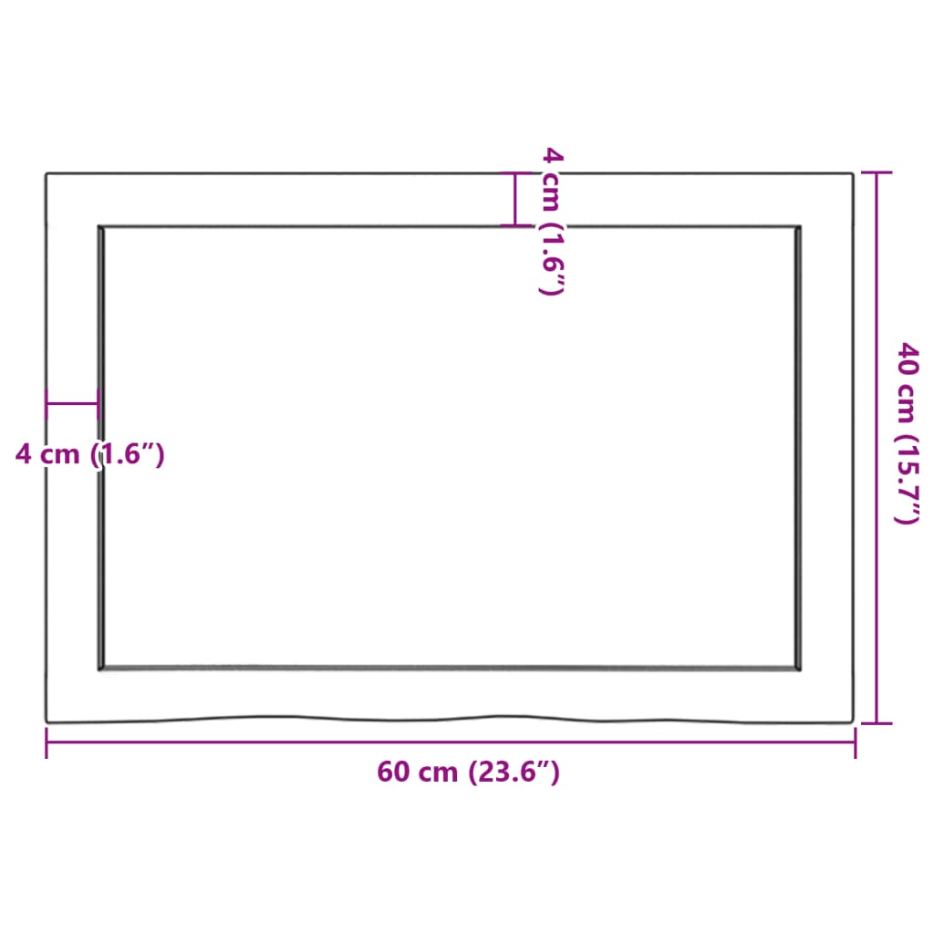 Ράφι Τοίχου Σκούρο Καφέ 60x40x(2-4) εκ. Επεξ. Μασίφ Ξύλο Δρυός