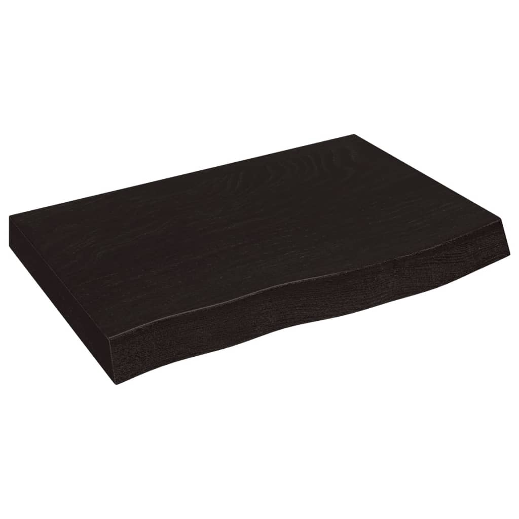 Ράφι Τοίχου Σκούρο Καφέ 60x40x(2-6) εκ. Επεξ. Μασίφ Ξύλο Δρυός