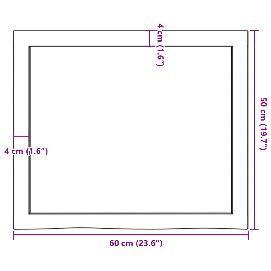 Ράφι Τοίχου Σκούρο Καφέ 60x50x(2-4) εκ. Επεξ. Μασίφ Ξύλο Δρυός