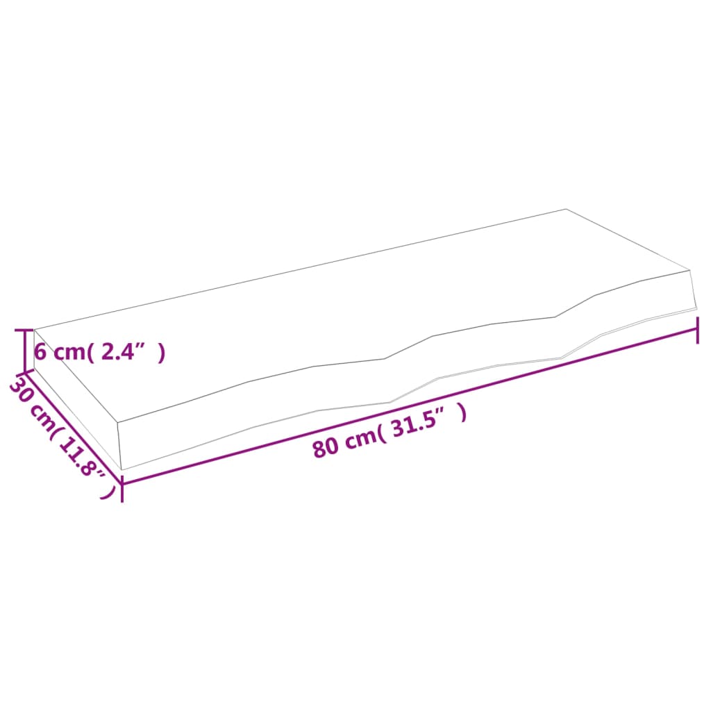 Ράφι Τοίχου Σκούρο Καφέ 80x30x(2-6) εκ. Επεξ. Μασίφ Ξύλο Δρυός