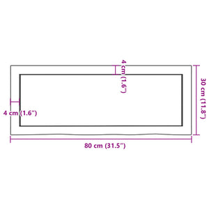 Ράφι Τοίχου Σκούρο Καφέ 80x30x(2-6) εκ. Επεξ. Μασίφ Ξύλο Δρυός