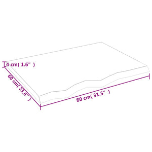 Ράφι Τοίχου Σκούρο Καφέ 80x60x(2-4) εκ. Επεξ. Μασίφ Ξύλο Δρυός