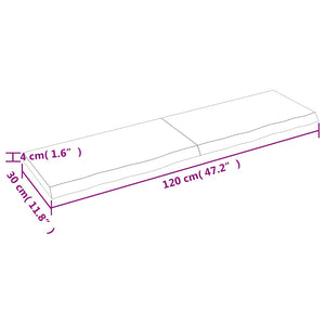 Ράφι Τοίχου Σκούρο Καφέ 120x30x(2-4) εκ. Επεξ. Μασίφ Ξύλο Δρυός