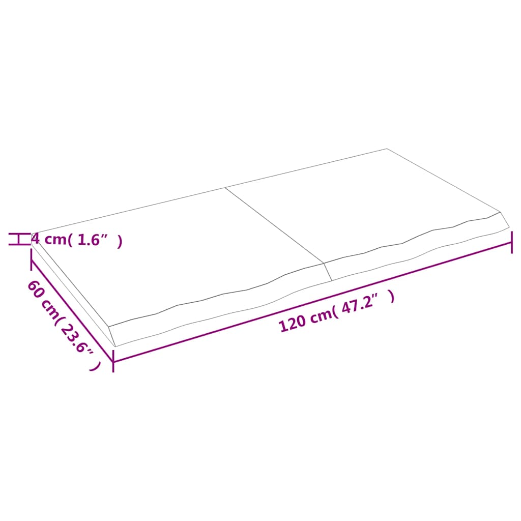 Ράφι Τοίχου Σκούρο Καφέ 120x60x(2-4) εκ. Επεξ. Μασίφ Ξύλο Δρυός