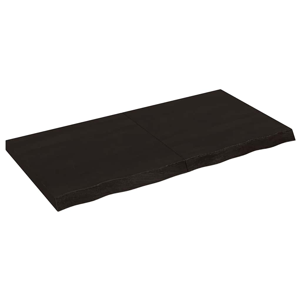 Ράφι Τοίχου Σκούρο Καφέ 120x60x(2-6) εκ. Επεξ. Μασίφ Ξύλο Δρυός