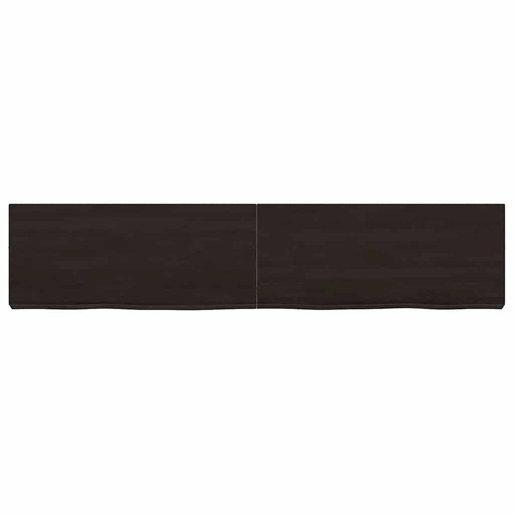 Ράφι Τοίχου Σκούρο Καφέ 140x30x(2-6) εκ. Επεξ. Μασίφ Ξύλο Δρυός