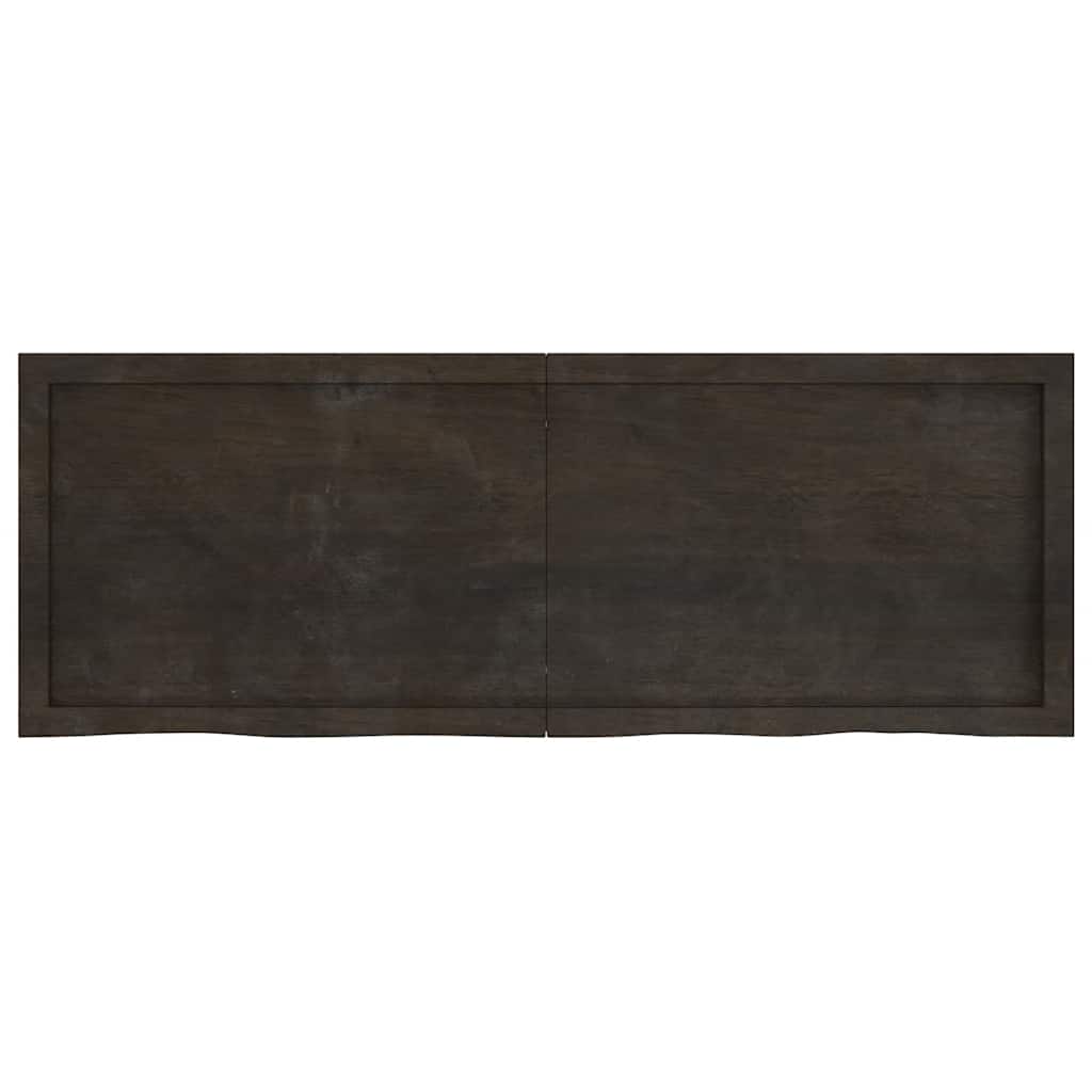 Ράφι Τοίχου Σκούρο Καφέ 140x50x(2-4) εκ. Επεξ. Μασίφ Ξύλο Δρυός
