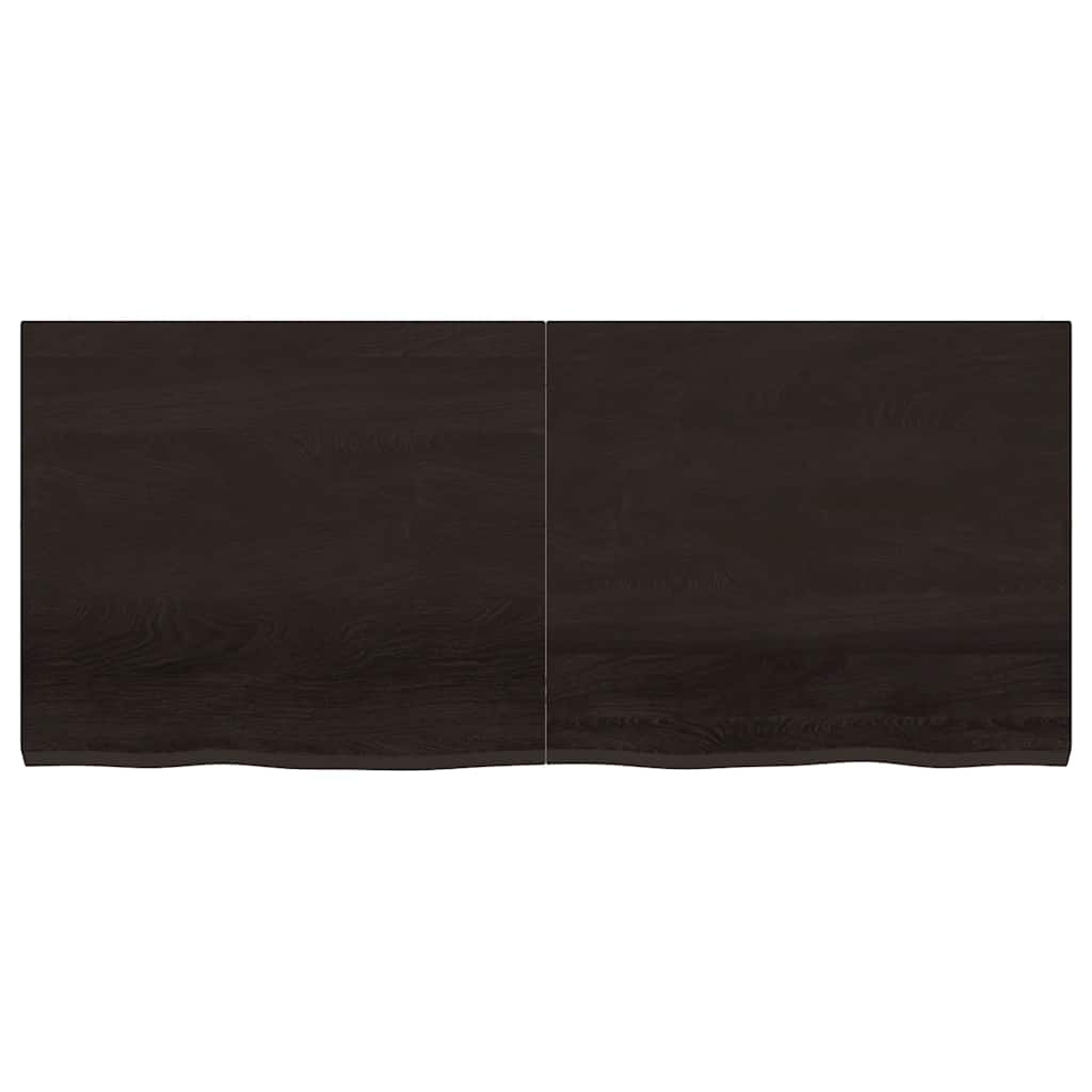 Ράφι Τοίχου Σκούρο Καφέ 140x60x(2-4) εκ. Επεξ. Μασίφ Ξύλο Δρυός