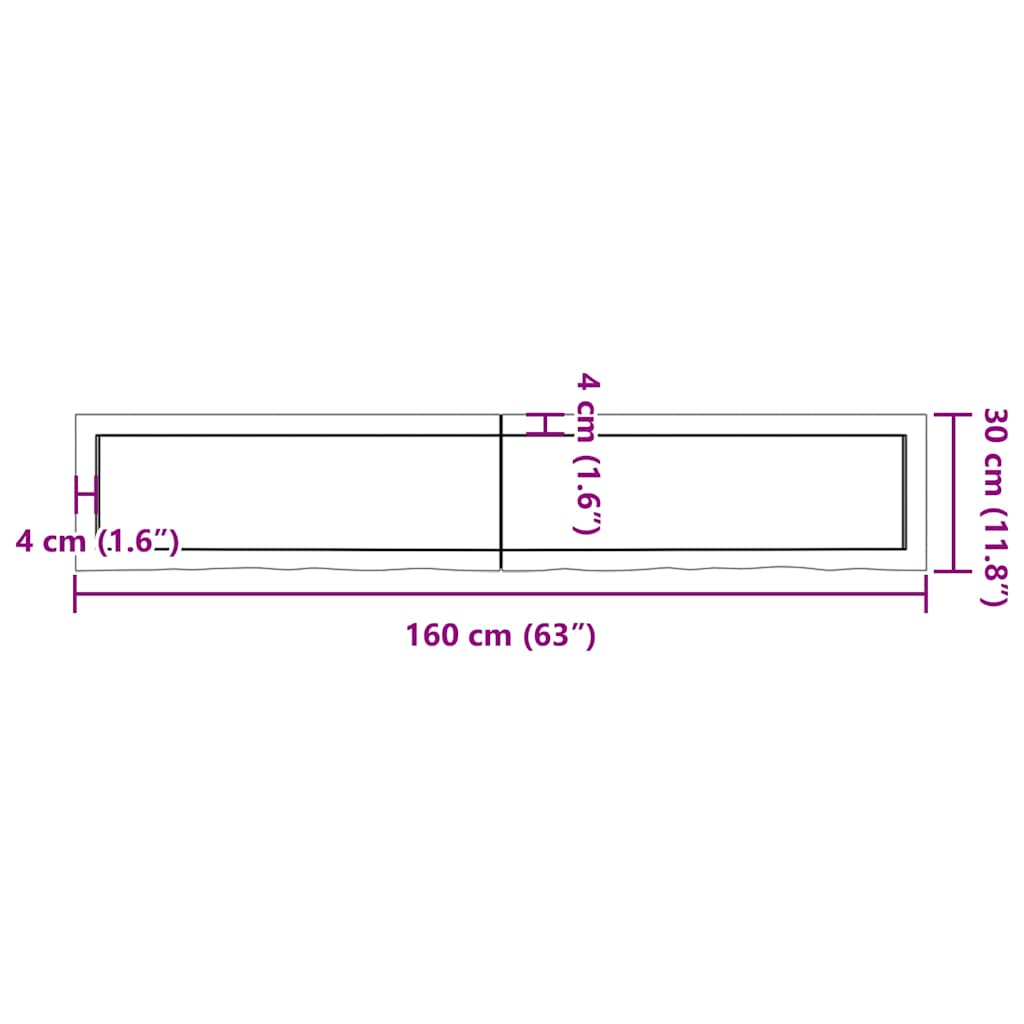 Ράφι Τοίχου Σκούρο Καφέ 160x30x(2-6) εκ. Επεξ. Μασίφ Ξύλο Δρυός - Pakobazaar