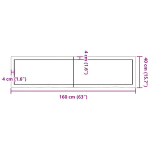 Ράφι Τοίχου Σκούρο Καφέ 160x40x(2-6) εκ. Επεξ. Μασίφ Ξύλο Δρυός