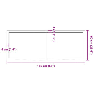 Ράφι Τοίχου Σκούρο Καφέ 160x60x(2-4) εκ. Επεξ. Μασίφ Ξύλο Δρυός