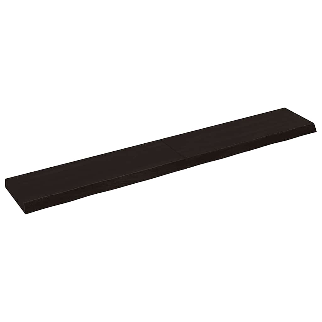 Ράφι Τοίχου Σκούρο Καφέ 180x30x(2-6) εκ. Επεξ. Μασίφ Ξύλο Δρυός