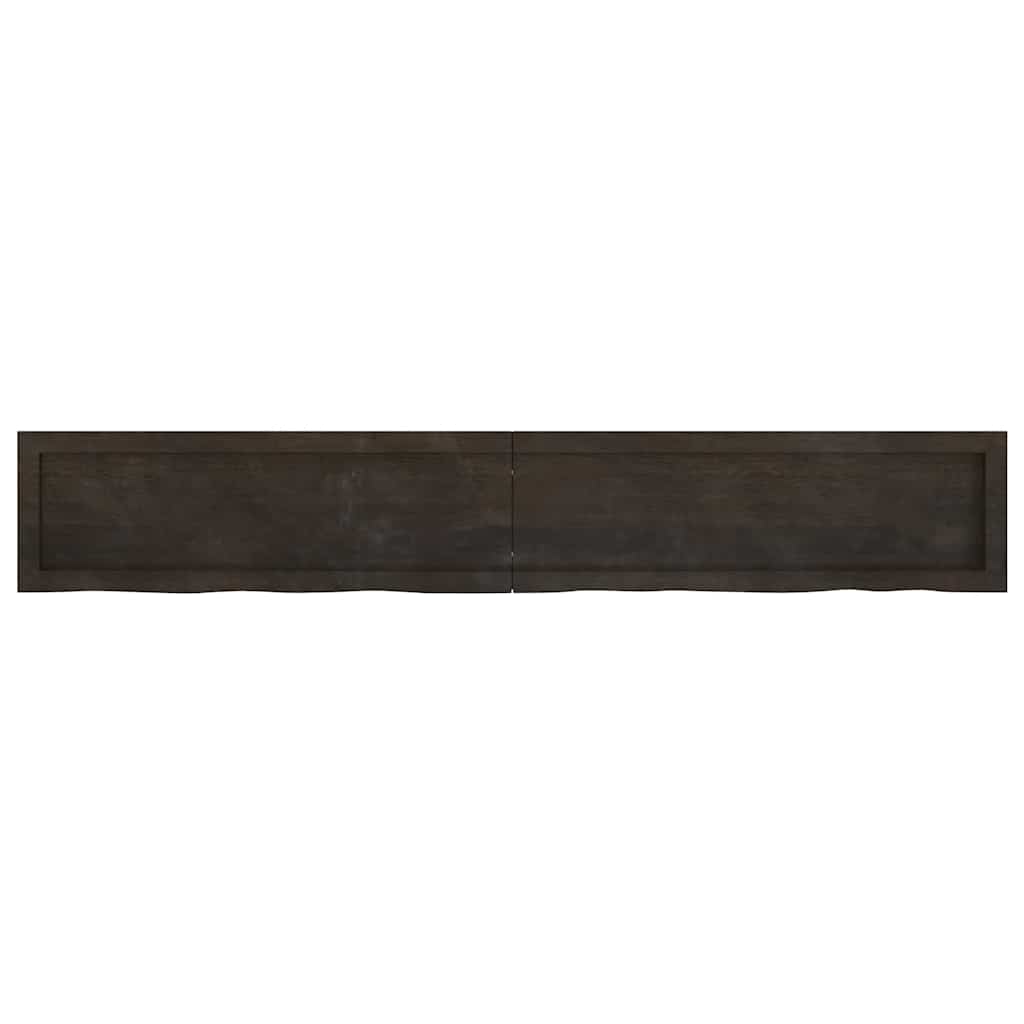 Ράφι Τοίχου Σκούρο Καφέ 180x30x(2-6) εκ. Επεξ. Μασίφ Ξύλο Δρυός