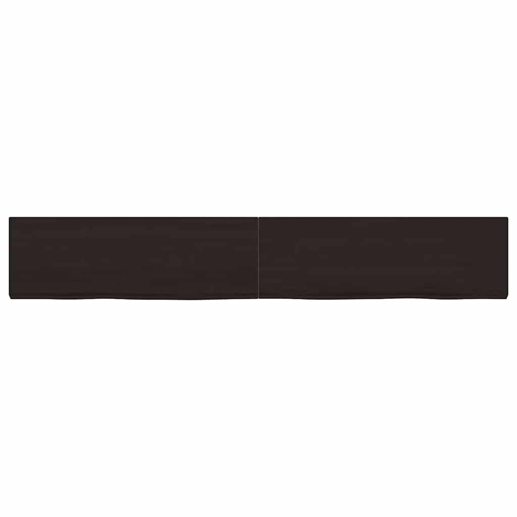 Ράφι Τοίχου Σκούρο Καφέ 180x30x(2-6) εκ. Επεξ. Μασίφ Ξύλο Δρυός