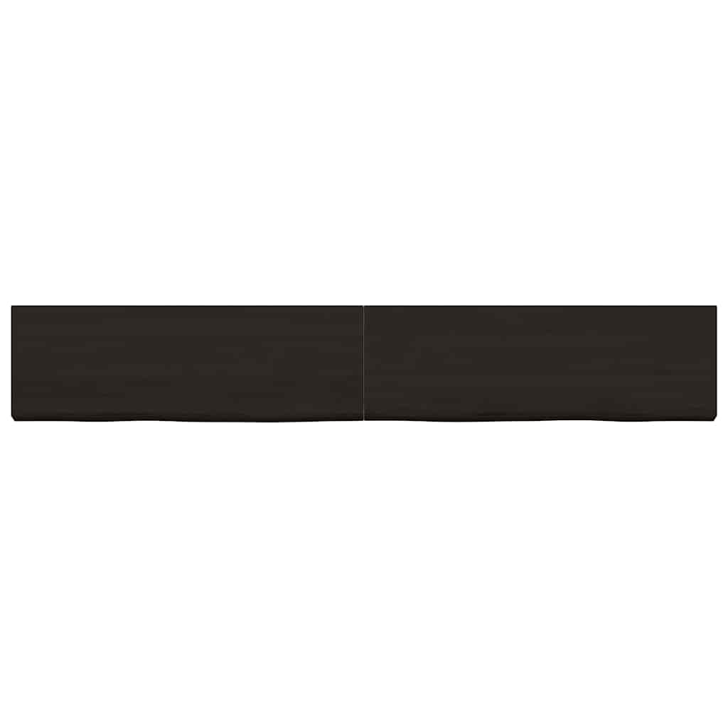 Ράφι Τοίχου Σκούρο Καφέ 180x40x(2-4) εκ. Επεξ. Μασίφ Ξύλο Δρυός