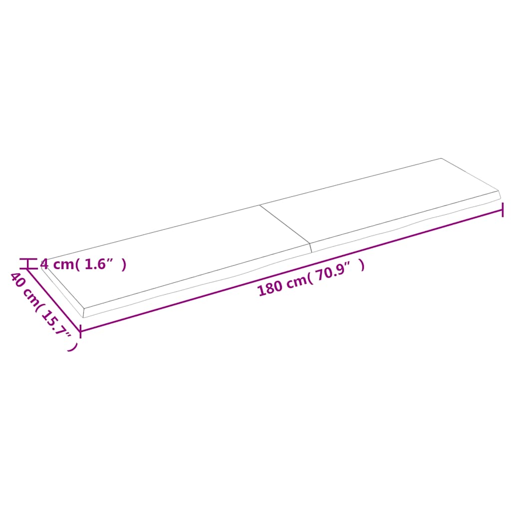 Ράφι Τοίχου Σκούρο Καφέ 180x40x(2-4) εκ. Επεξ. Μασίφ Ξύλο Δρυός