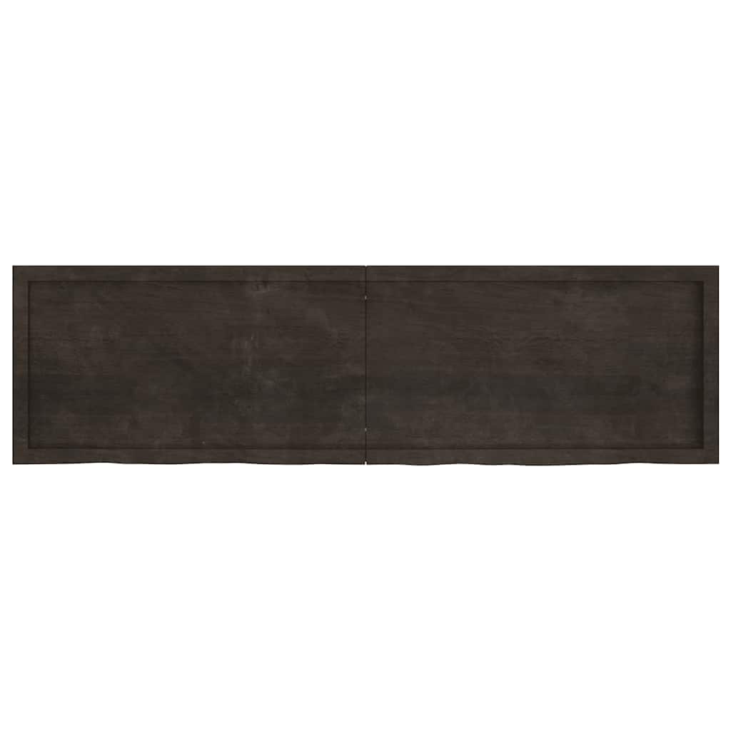 Ράφι Τοίχου Σκούρο Καφέ 180x50x(2-4) εκ. Επεξ. Μασίφ Ξύλο Δρυός