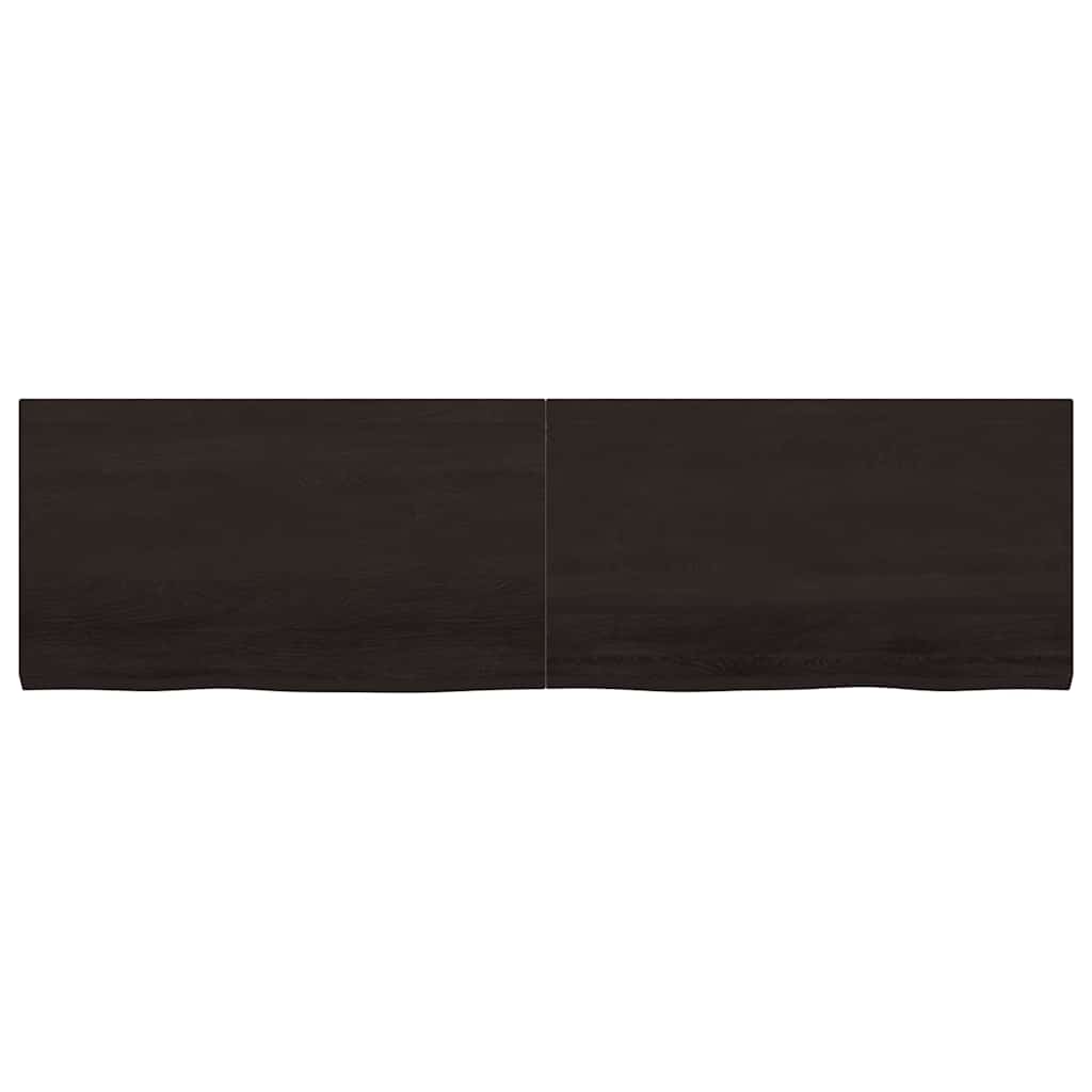 Ράφι Τοίχου Σκούρο Καφέ 180x50x(2-4) εκ. Επεξ. Μασίφ Ξύλο Δρυός