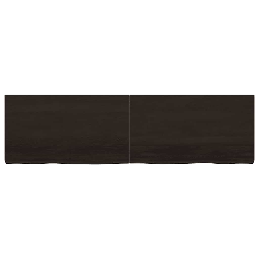 Ράφι Τοίχου Σκούρο Καφέ 180x50x(2-6) εκ. Επεξ. Μασίφ Ξύλο Δρυός