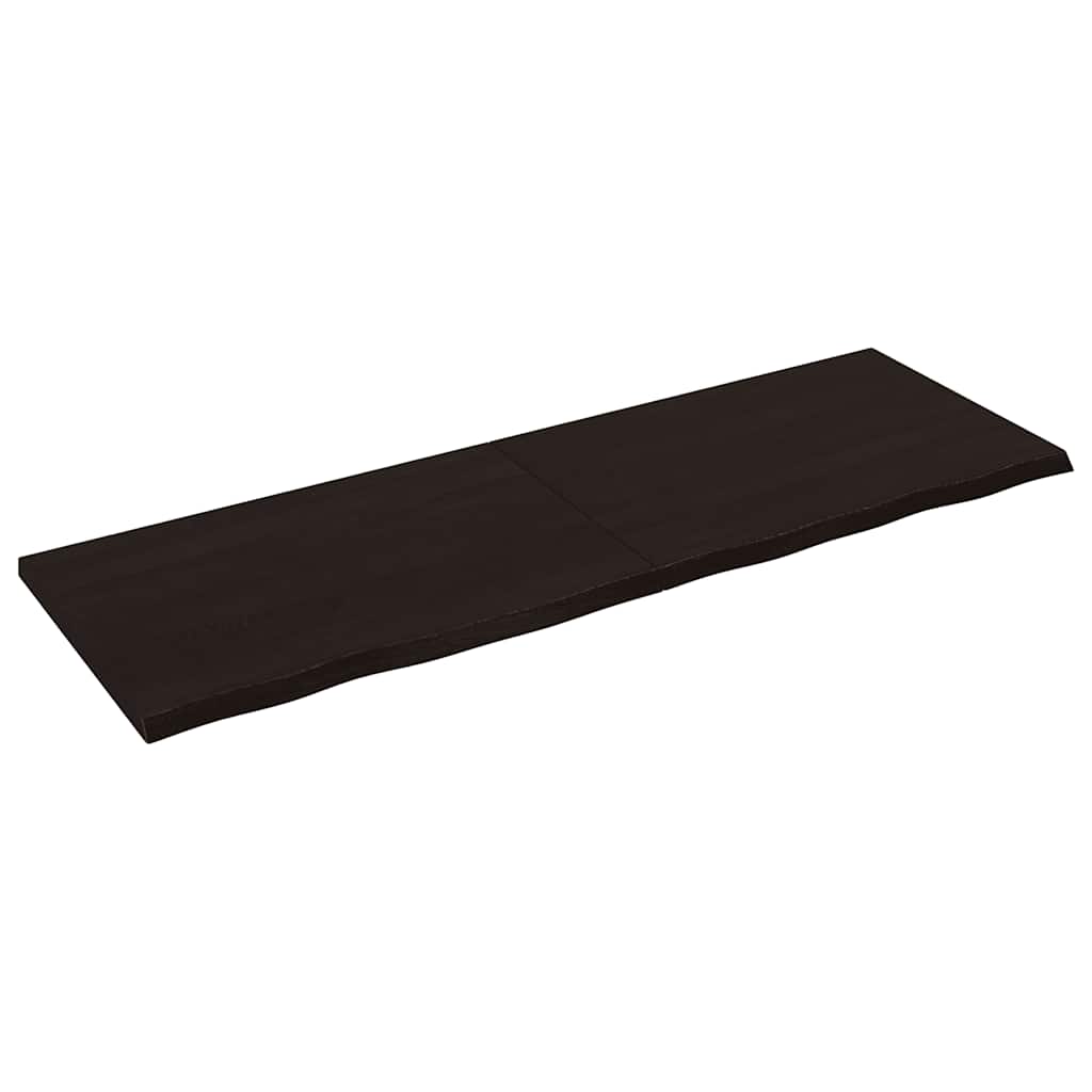 Ράφι Τοίχου Σκούρο Καφέ 180x60x(2-4) εκ. Επεξ. Μασίφ Ξύλο Δρυός