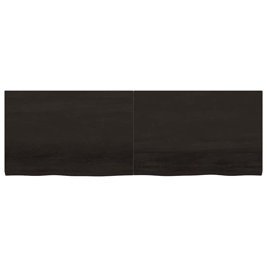 Ράφι Τοίχου Σκούρο Καφέ 180x60x(2-4) εκ. Επεξ. Μασίφ Ξύλο Δρυός