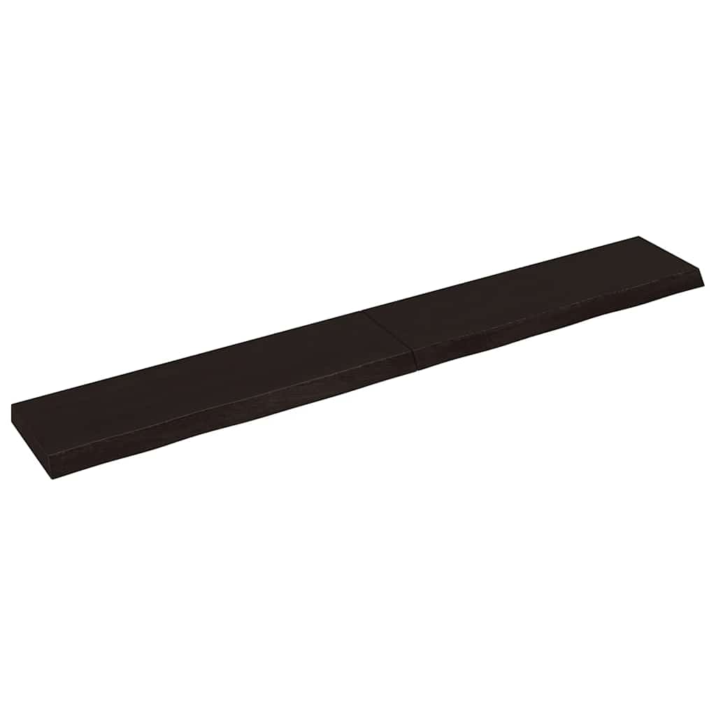 Ράφι Τοίχου Σκούρο Καφέ 200x30x(2-6) εκ. Επεξ. Μασίφ Ξύλο Δρυός