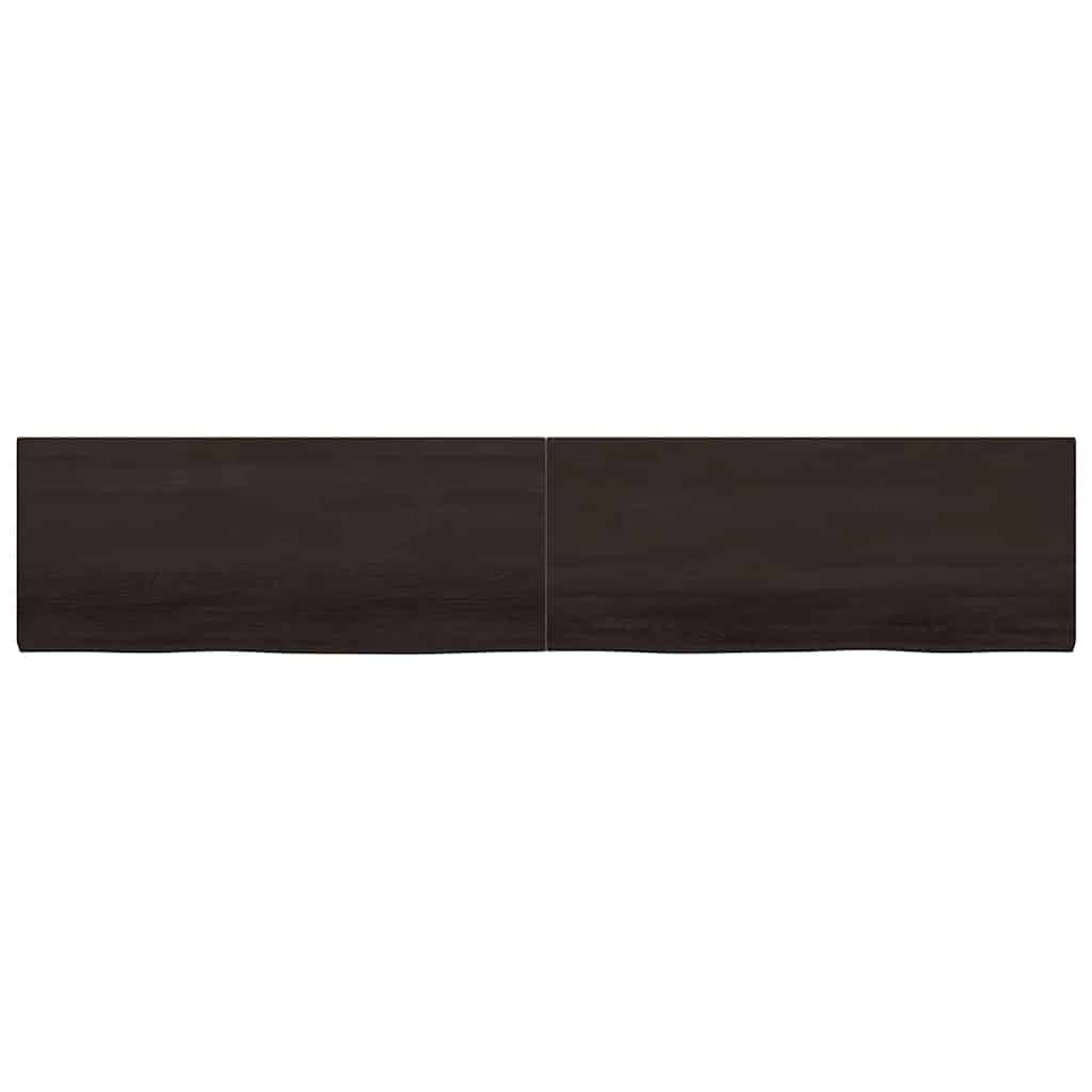 Ράφι Τοίχου Σκούρο Καφέ 200x40x(2-4) εκ. Επεξ. Μασίφ Ξύλο Δρυός