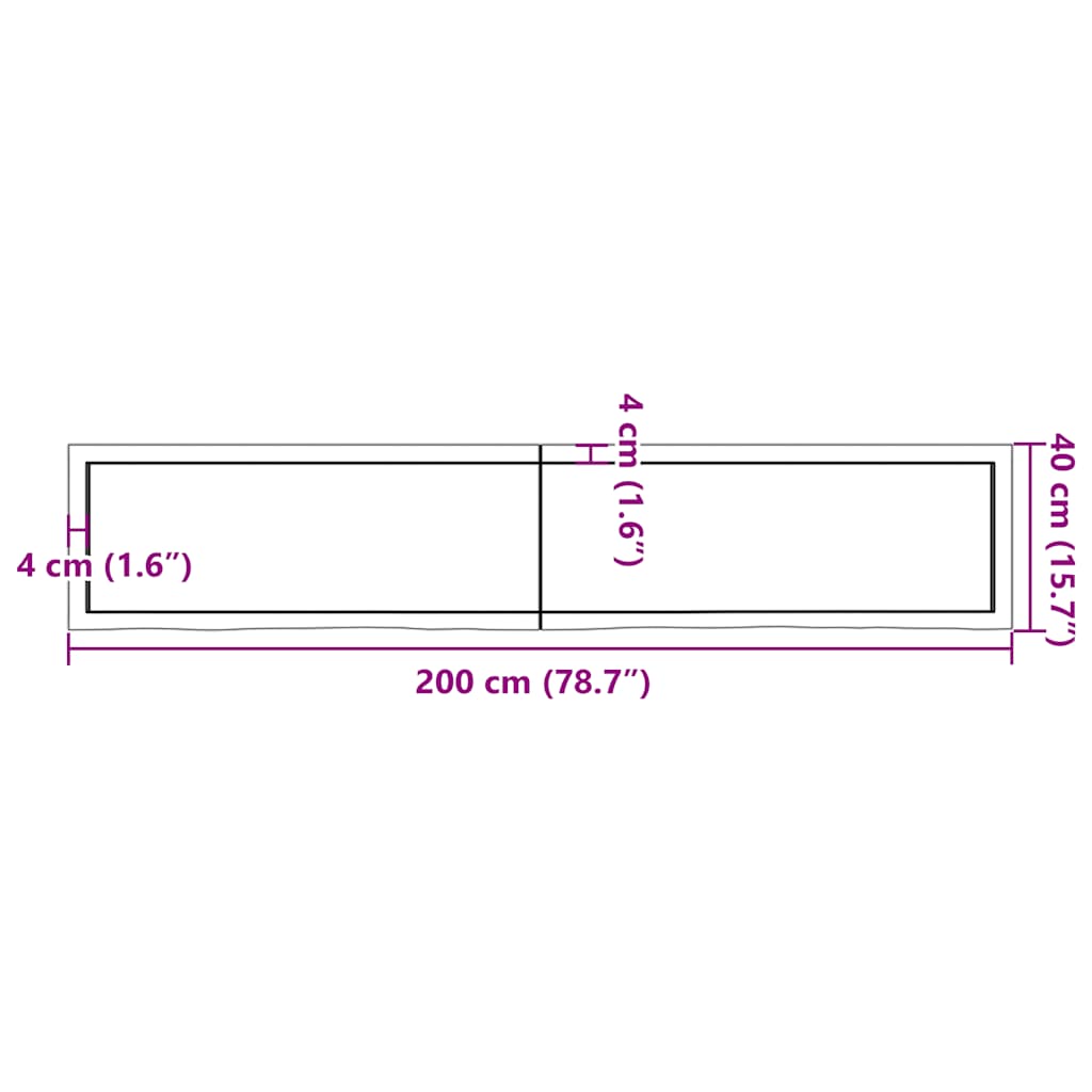 Ράφι Τοίχου Σκούρο Καφέ 200x40x(2-4) εκ. Επεξ. Μασίφ Ξύλο Δρυός