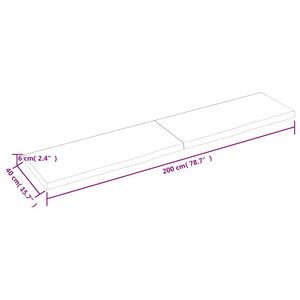 Ράφι Τοίχου Σκούρο Καφέ 200x40x(2-6) εκ. Επεξ. Μασίφ Ξύλο Δρυός