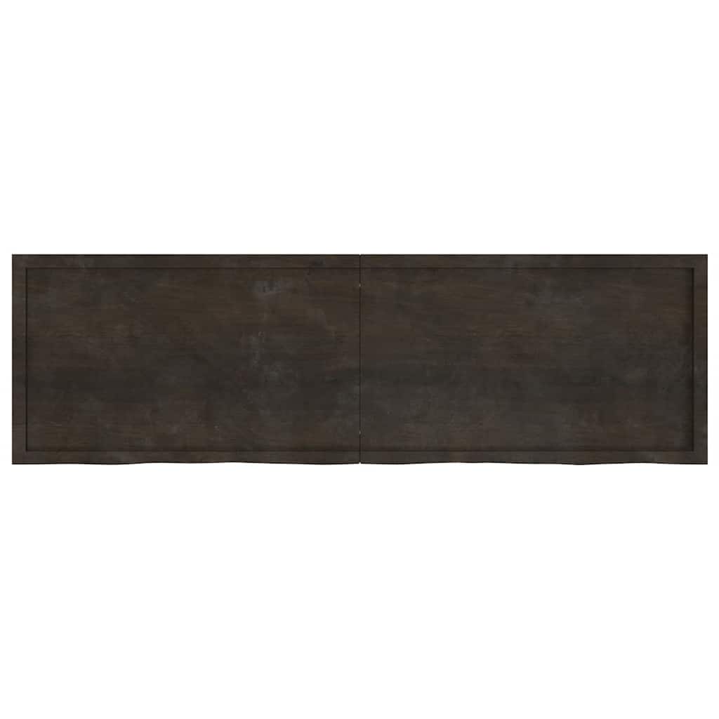 Ράφι Τοίχου Σκούρο Καφέ 200x60x(2-6) εκ. Επεξ. Μασίφ Ξύλο Δρυός