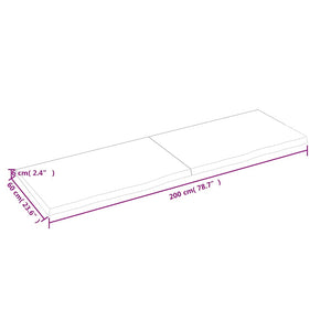 Ράφι Τοίχου Σκούρο Καφέ 200x60x(2-6) εκ. Επεξ. Μασίφ Ξύλο Δρυός