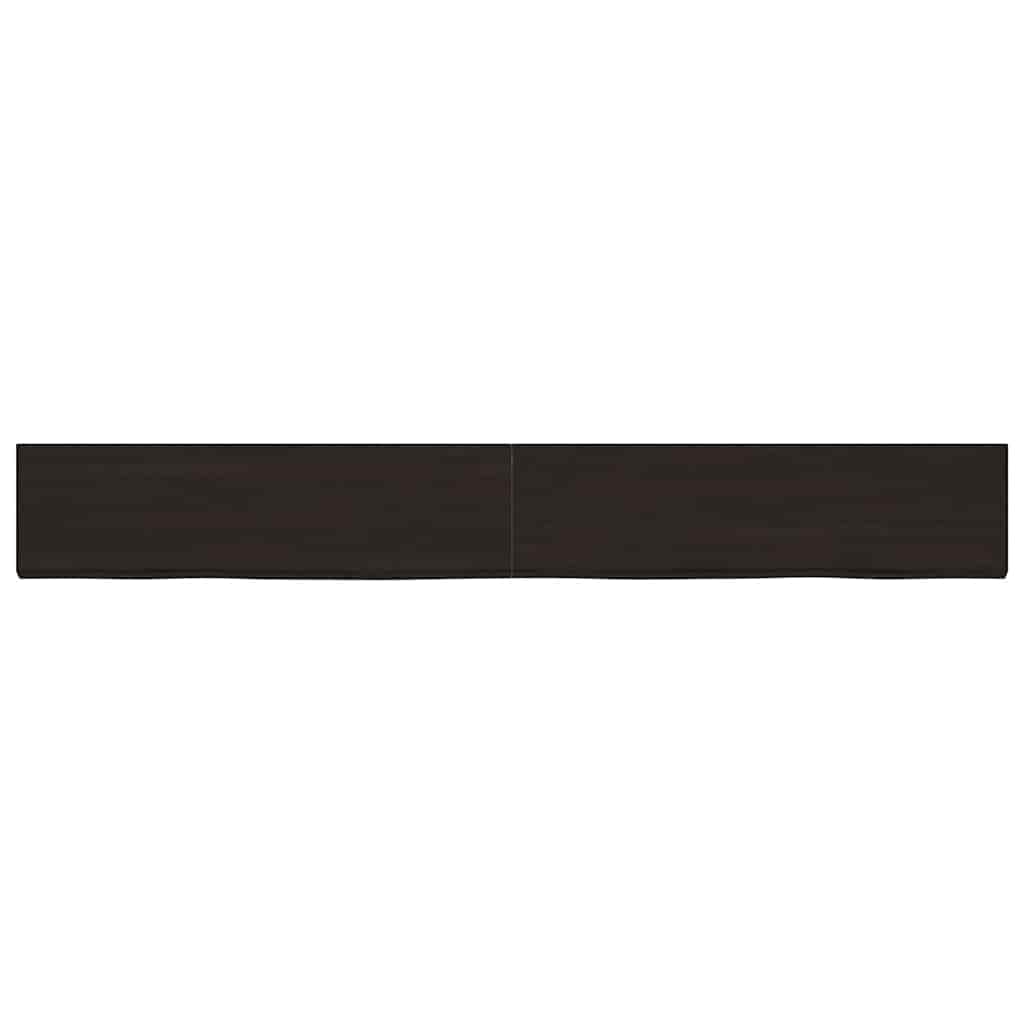 Ράφι Τοίχου Σκούρο Καφέ 220x30x(2-4)εκ. Επεξ. Μασίφ Ξύλο Δρυός
