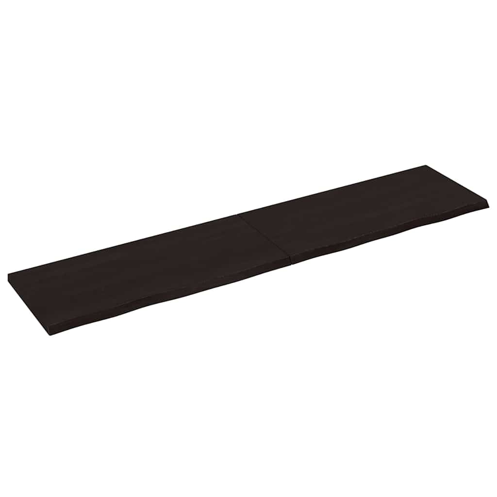 Ράφι Τοίχου Σκούρο Καφέ 220x50x(2-4) εκ. Επεξ. Μασίφ Ξύλο Δρυός - Pakobazaar