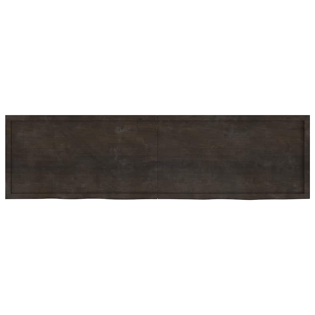 Ράφι Τοίχου Σκούρο Καφέ 220x60x(2-6) εκ. Επεξ. Μασίφ Ξύλο Δρυός