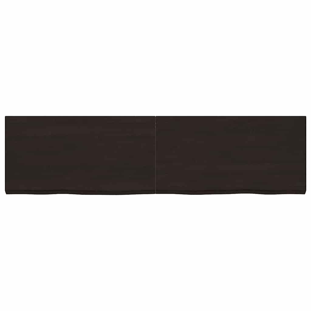 Ράφι Τοίχου Σκούρο Καφέ 220x60x(2-6) εκ. Επεξ. Μασίφ Ξύλο Δρυός
