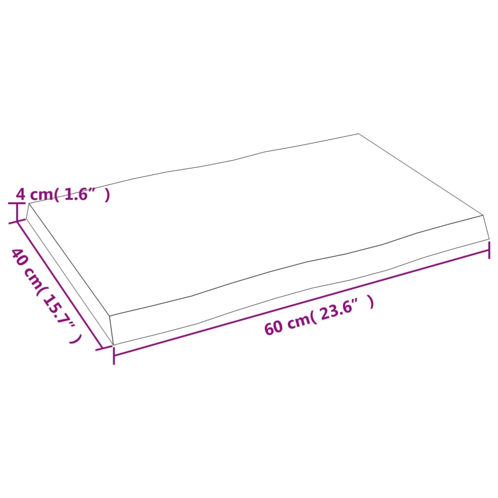 Επιφάνεια Τραπεζιού 60x40x(2-4)εκ Ακατέργαστο Μασίφ Ξύλο Δρυός
