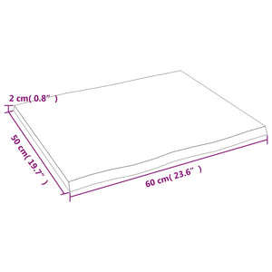 Επιφάνεια Τραπεζιού 60x50x2εκ. Ακατ. Μασίφ Ξύλο Δρυός Live Edge