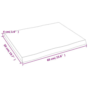 Επιφάνεια Τραπεζιού 60x50x(2-4)εκ Ακατέργαστο Μασίφ Ξύλο Δρυός