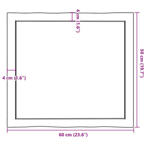 Επιφάνεια Τραπεζιού 60x50x(2-4)εκ Ακατέργαστο Μασίφ Ξύλο Δρυός