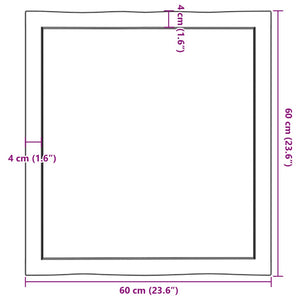 Επιφάνεια Τραπεζιού 60x60x(2-4)εκ Ακατέργαστο Μασίφ Ξύλο Δρυός