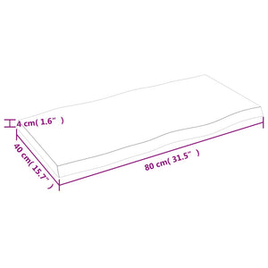 Επιφάνεια Τραπεζιού 80x40x(2-4) εκ. Ακατέργ. Μασίφ Ξύλο Δρυός