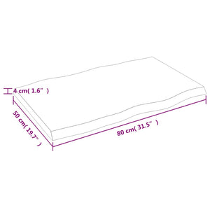 Επιφάνεια Τραπεζιού 80x50x(2-4) εκ. Ακατέργαστο Μασίφ Ξύλο