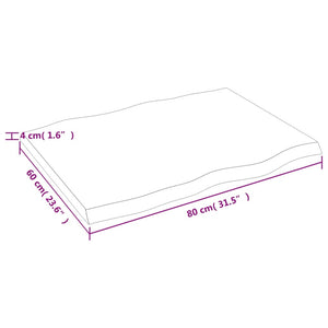 Επιφάνεια Τραπεζιού 80x60x(2-4) εκ. Ακατέργ. Μασίφ Ξύλο Δρυός