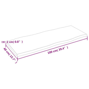 Επιφάνεια Τραπεζιού 100x40x2εκ Ακατ. Μασίφ Ξύλο Δρυός Live Edge